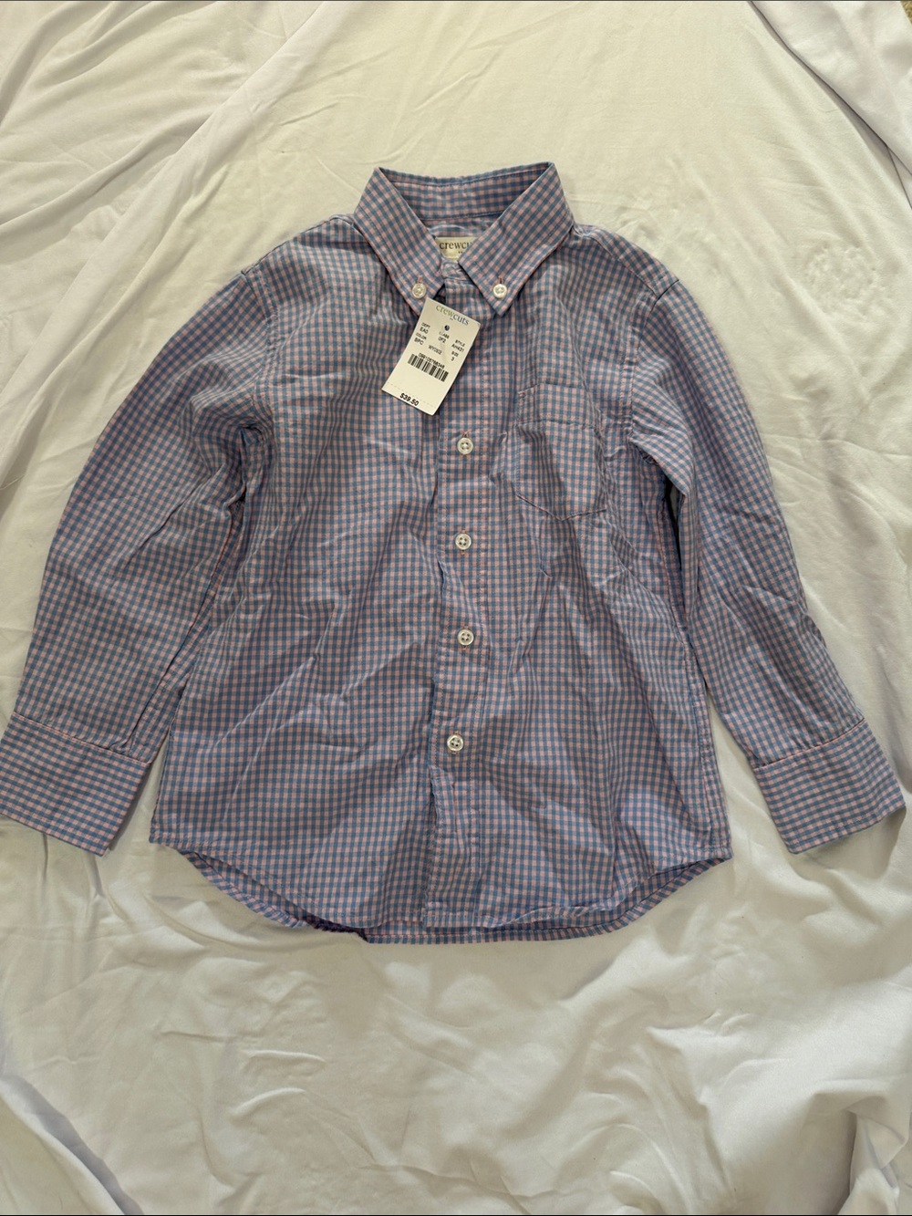 Crewcuts Purple and Blue Gingham Button-Down Shirt